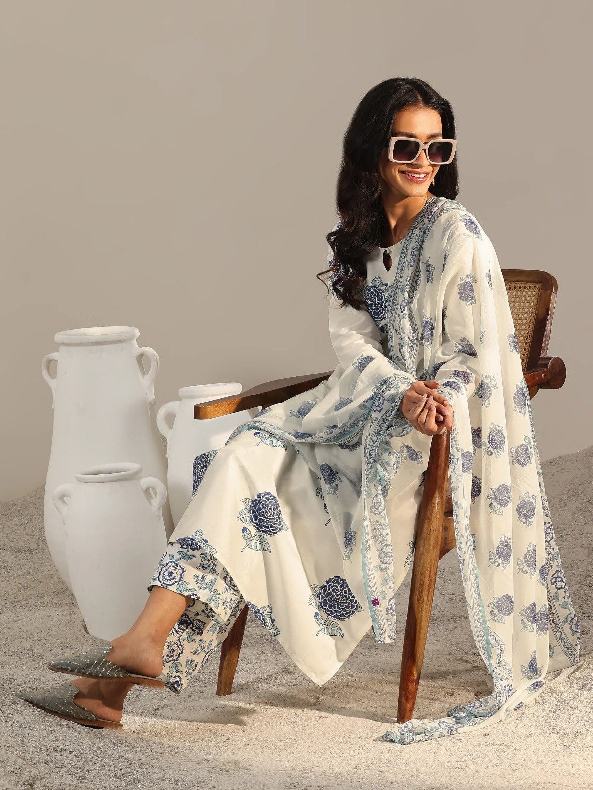 RAYON PRINTED KURTI PANT DUPATTA SET