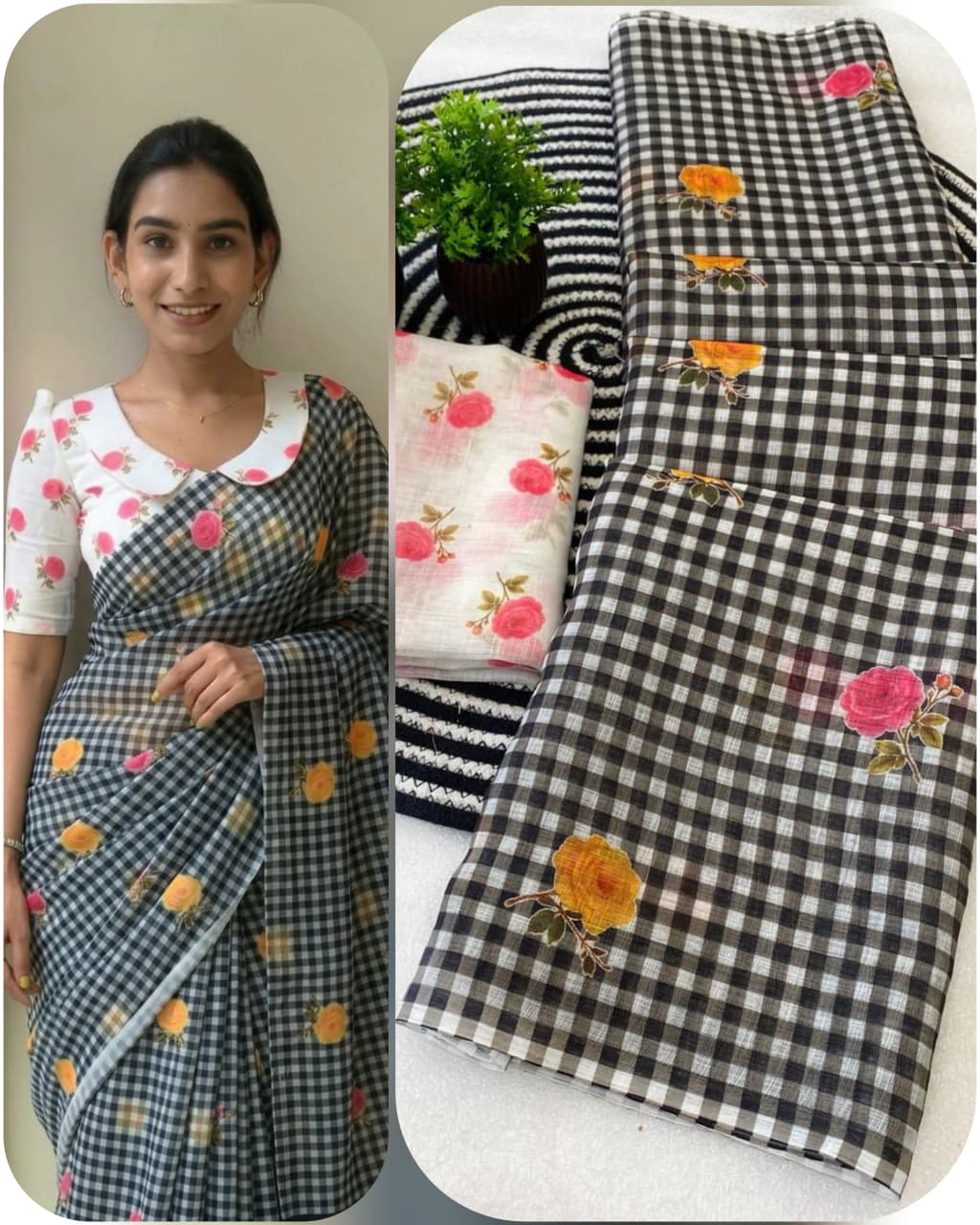 HANDLOOM LINEN COTTON saree
