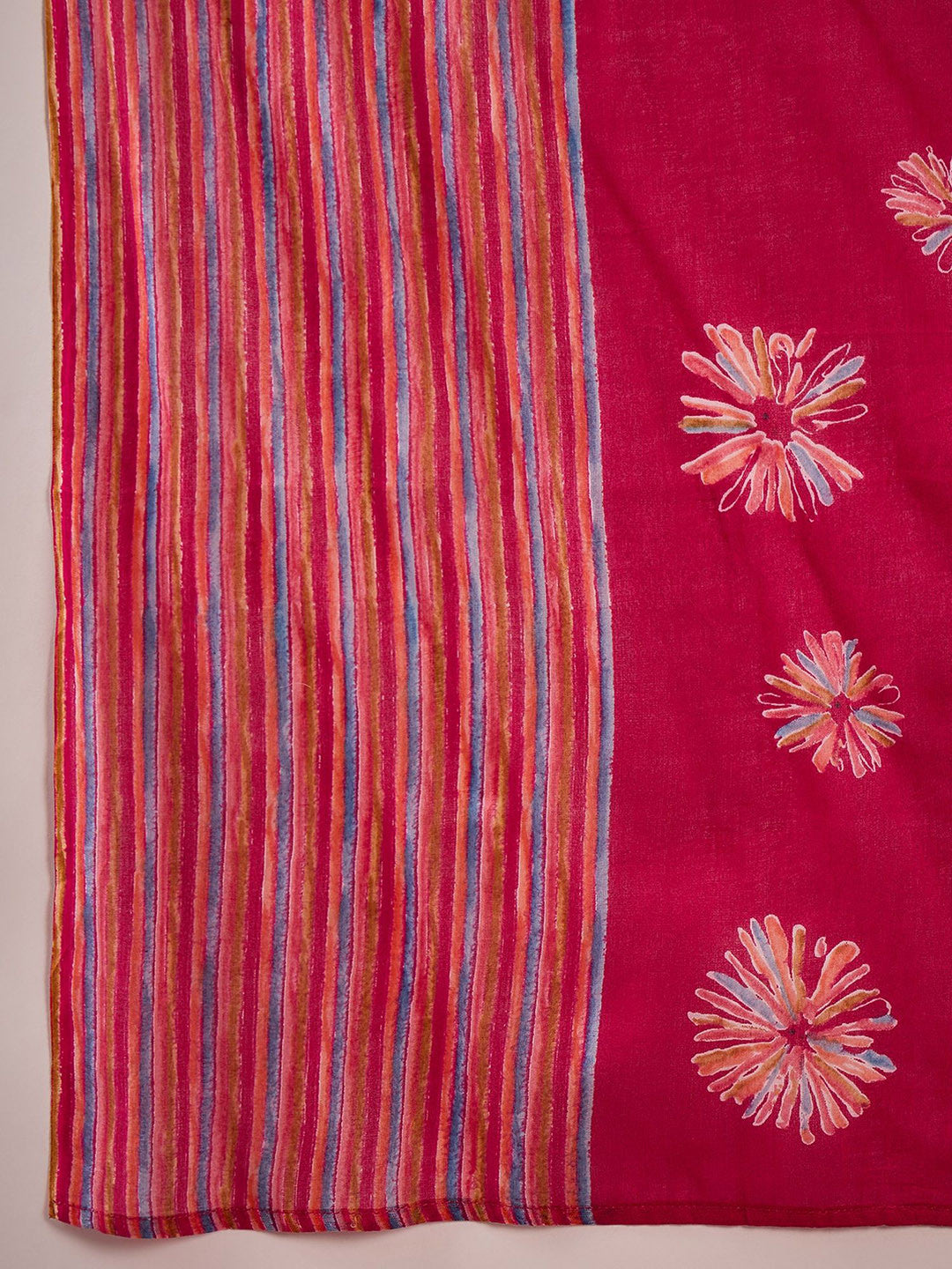 HAND WORK COTTON KURTI PANT DUPATTA SET