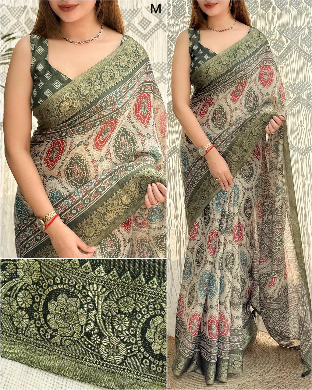 Ajrakh Printed Saree