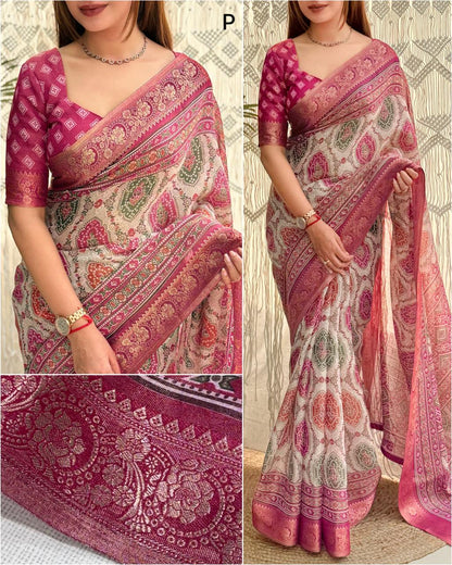 Ajrakh Printed Saree