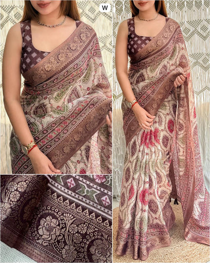 Ajrakh Printed Saree