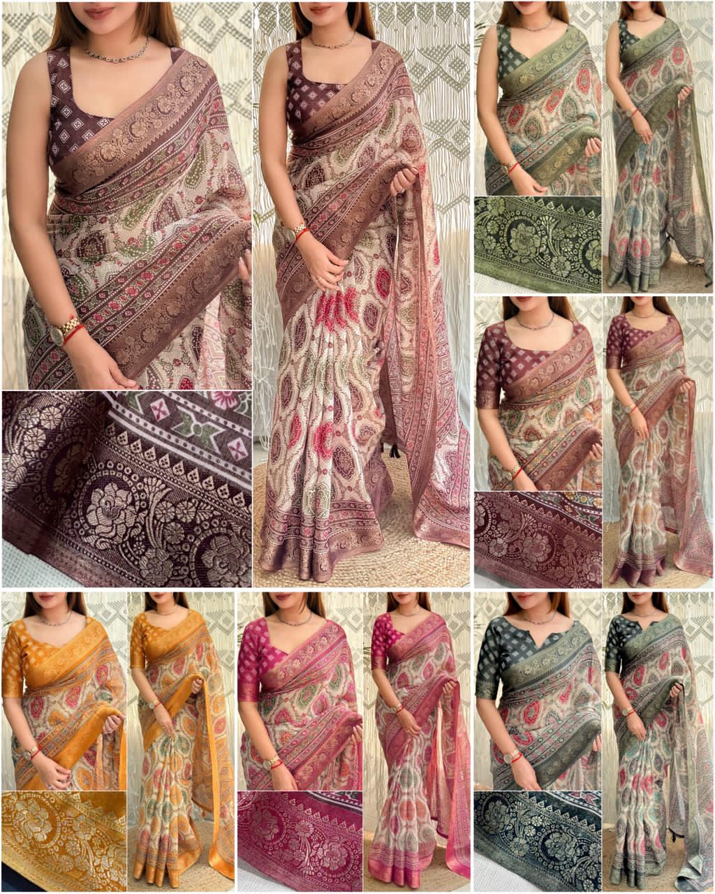Ajrakh Printed Saree