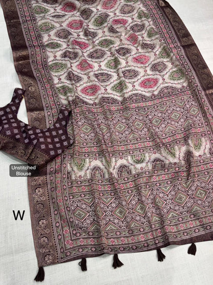 Ajrakh Printed Saree