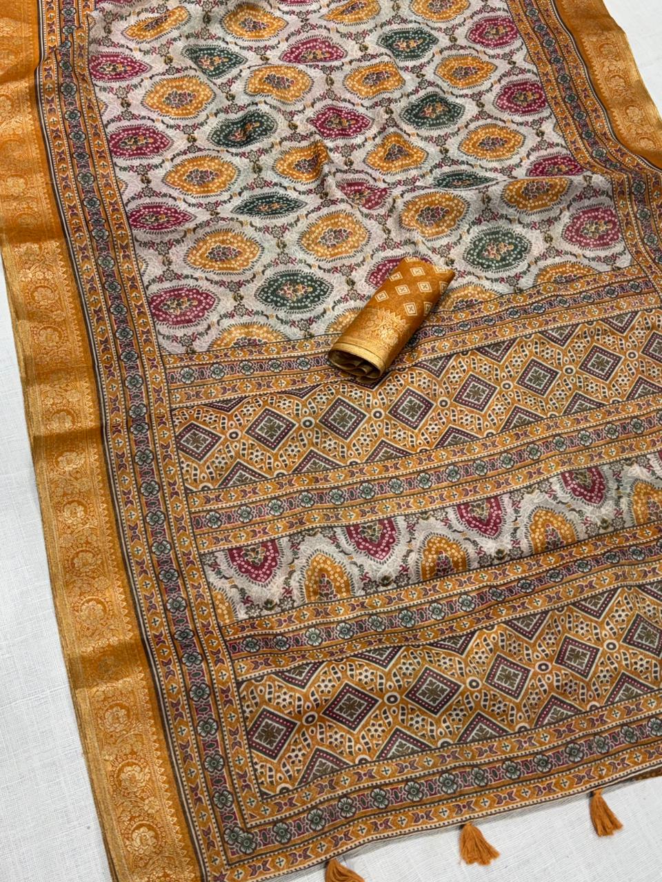 Ajrakh Printed Saree