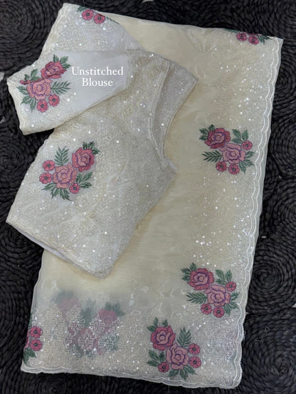 PREMIUM GLASS ORGANZA SAREE