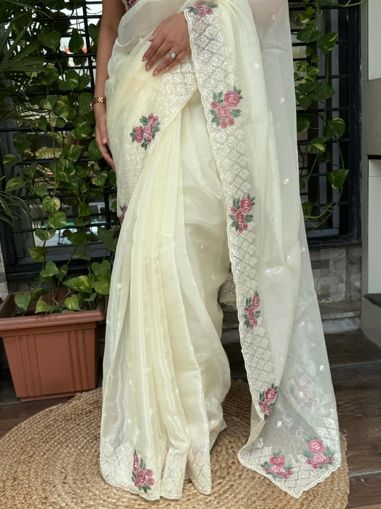 PREMIUM GLASS ORGANZA SAREE