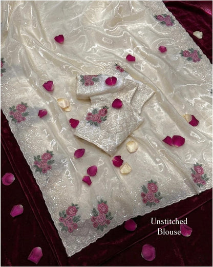 PREMIUM GLASS ORGANZA SAREE