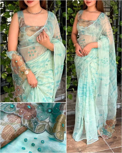 PURE SOFT GLASS TISSUE SAREE