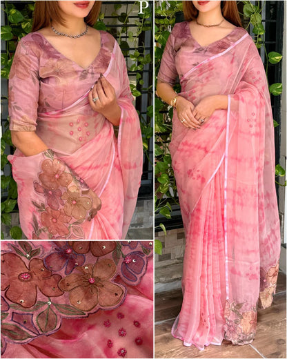 PURE SOFT GLASS TISSUE SAREE