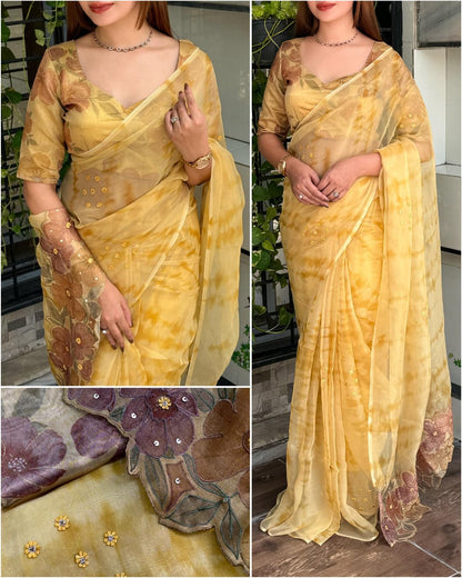PURE SOFT GLASS TISSUE SAREE