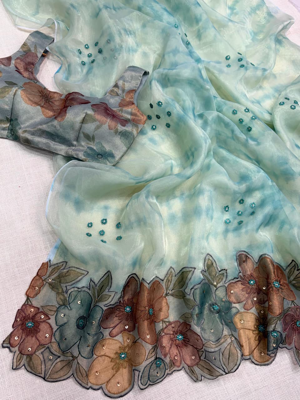 PURE SOFT GLASS TISSUE SAREE