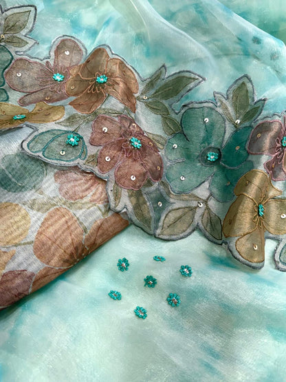 PURE SOFT GLASS TISSUE SAREE