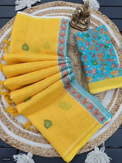 Pallu Pen Kalamkari Saree