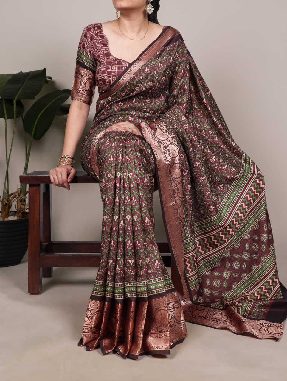 Tussar silk with Viscose border saree