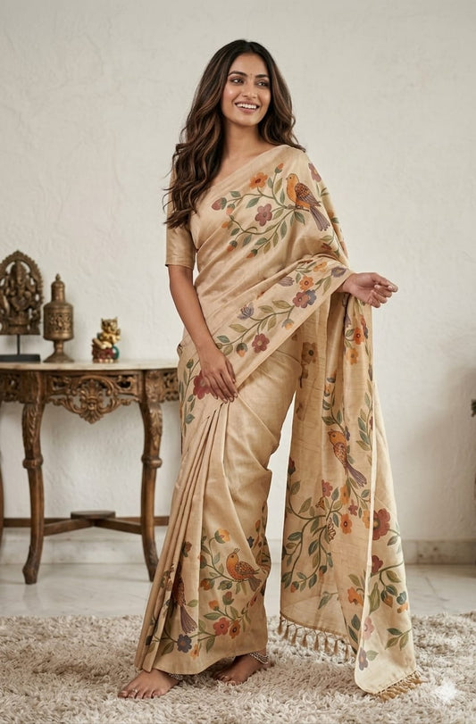 UNIQUE FLORAL DIGITAL PRINTED SAREE