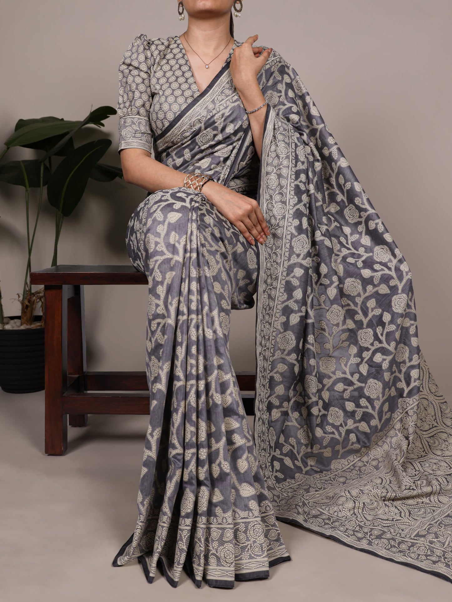 Cottan Organic Flower Printed Saree