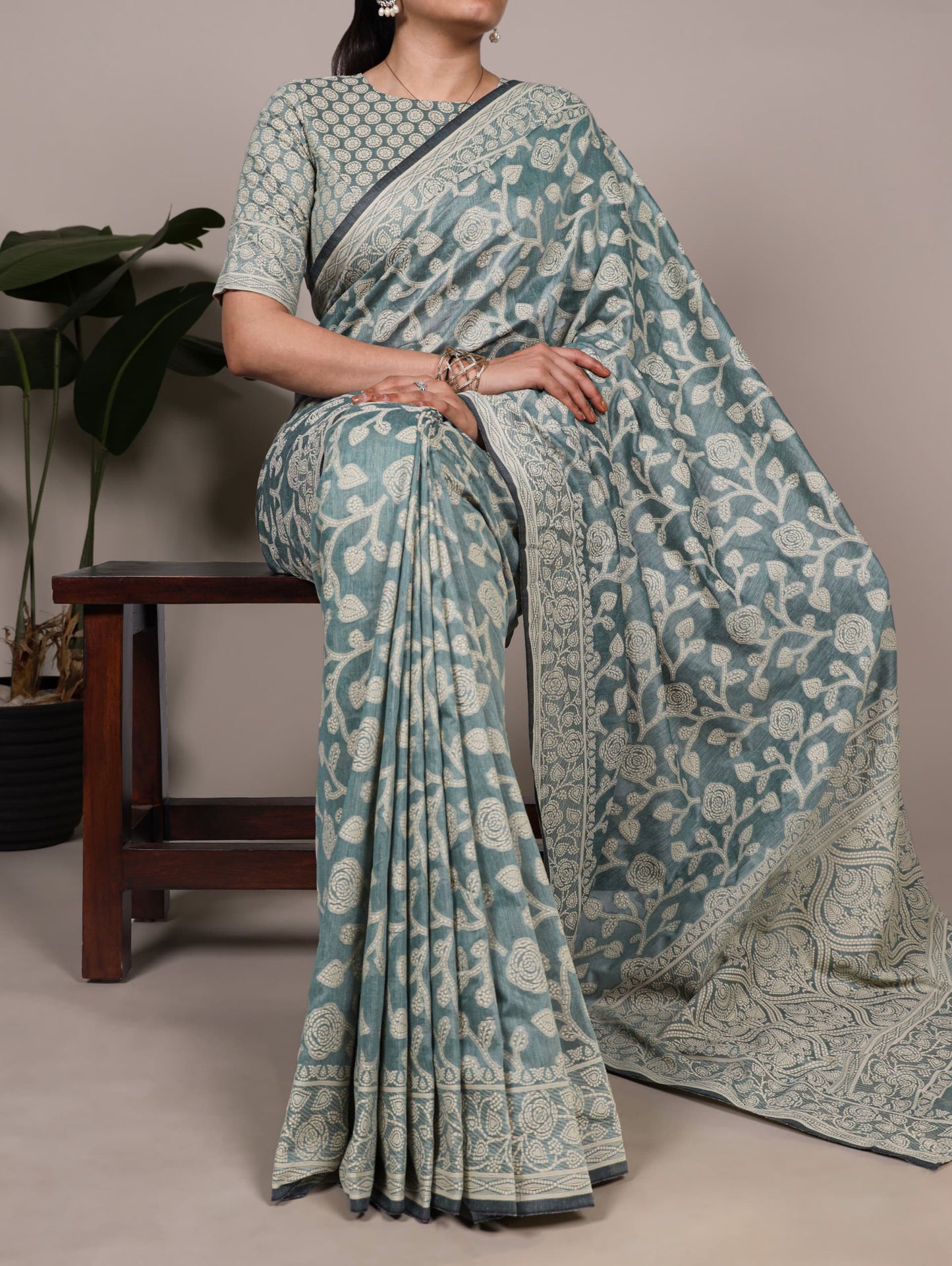 Cottan Organic Flower Printed Saree