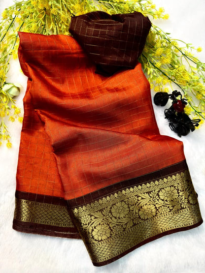 Heavy Linen Chex Blooming Saree