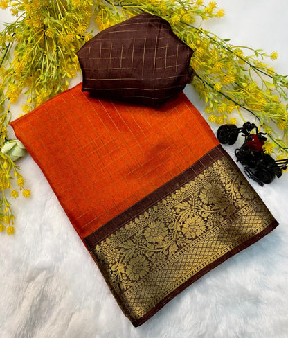 Heavy Linen Chex Blooming Saree