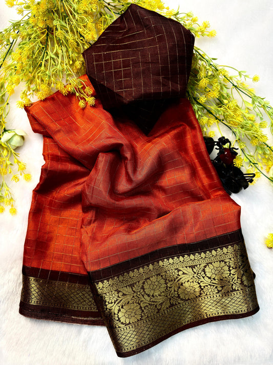 Heavy Linen Chex Blooming Saree