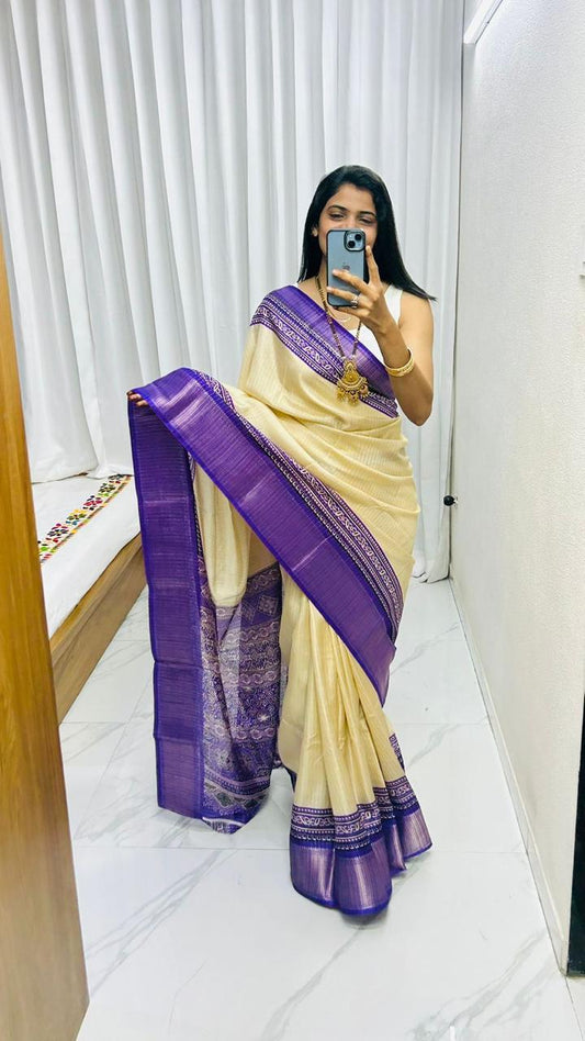 Bandhani Saree New Supar Ajrakh GOLD