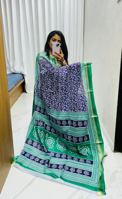 Bandhani Saree New Supar Ajrakh GOLD