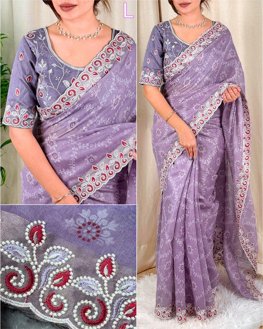 Cotton Satin Saree