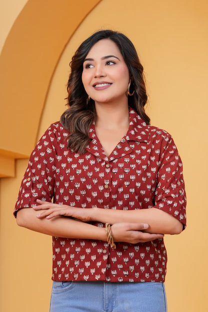 Exclusive New collection of Bagru hand block printed Cotton Women' SHIRTS