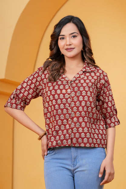 Exclusive New collection of Bagru hand block printed Cotton Women's Shirts