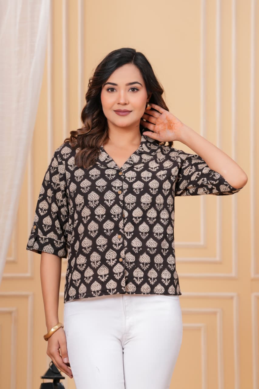 Exclusive New collection of Bagru hand block printed Cotton Women's Shirts