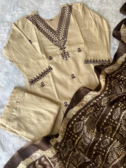 KURTI PANT DUPATTA SET