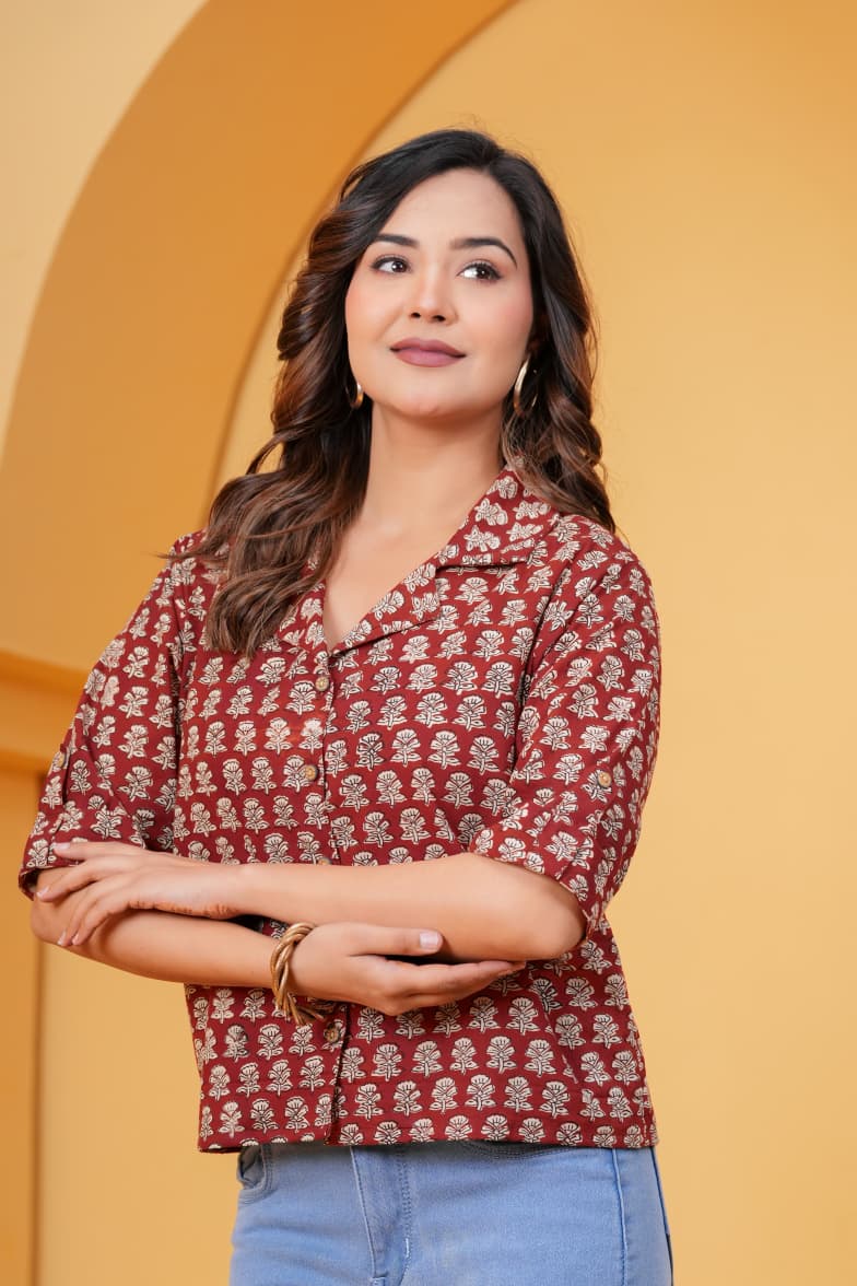Exclusive New collection of Bagru hand block printed Cotton Women's Shirts