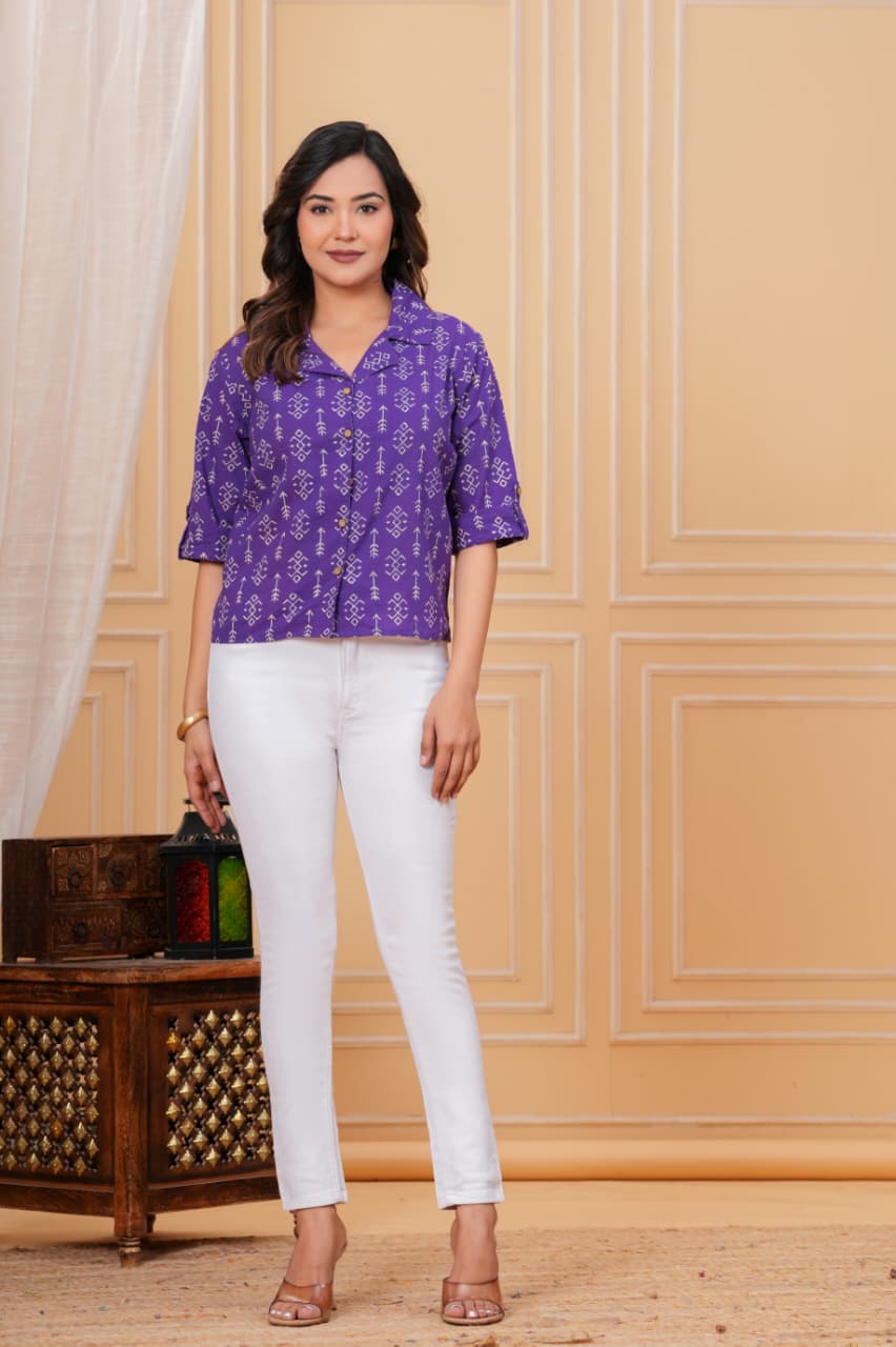 Exclusive New collection of Bagru hand block printed Cotton Women' SHIRTS