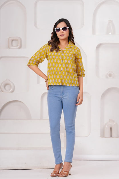 Exclusive New collection of Bagru hand block printed Cotton Women' SHIRTS