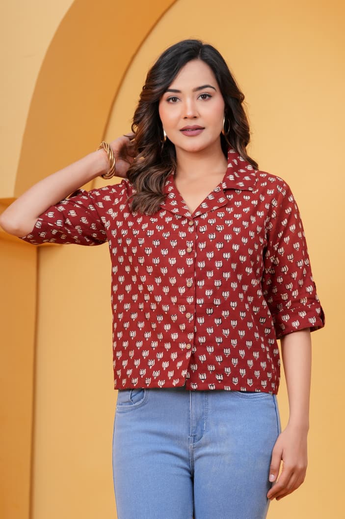 Exclusive New collection of Bagru hand block printed Cotton Women' SHIRTS
