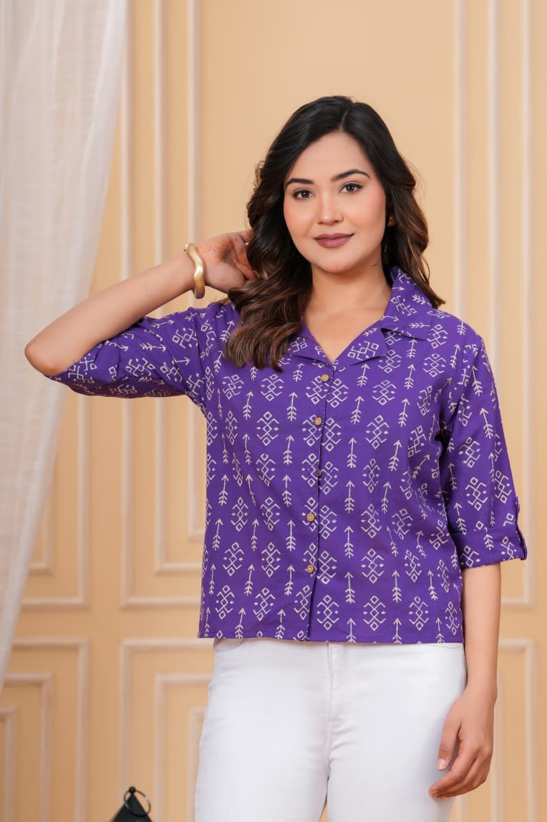Exclusive New collection of Bagru hand block printed Cotton Women' SHIRTS