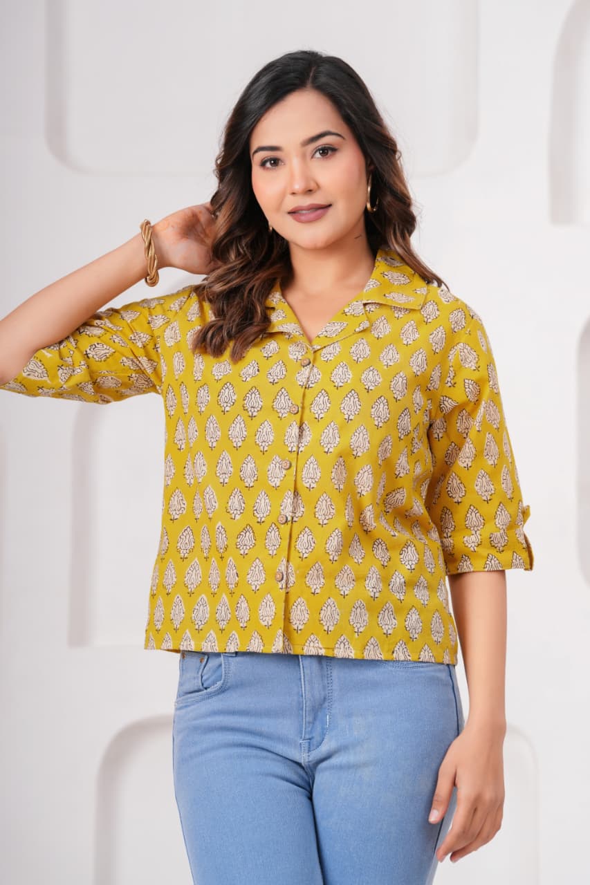 Exclusive New collection of Bagru hand block printed Cotton Women' SHIRTS